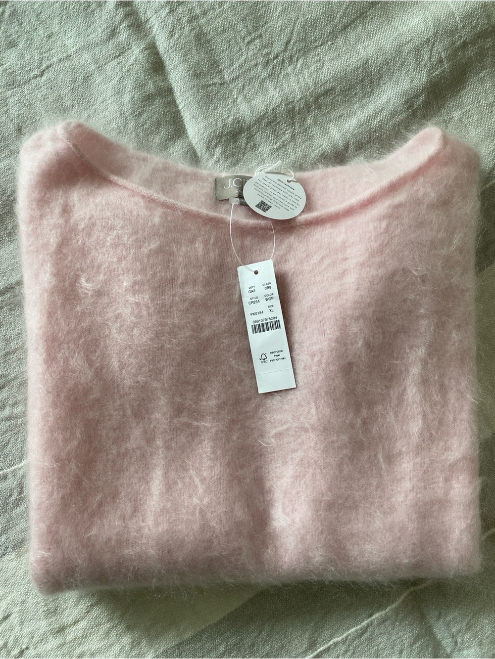 NWT J. Crew 100% Brushed Cashmere Boatneck in Light Pink - Picture 8 of 8
